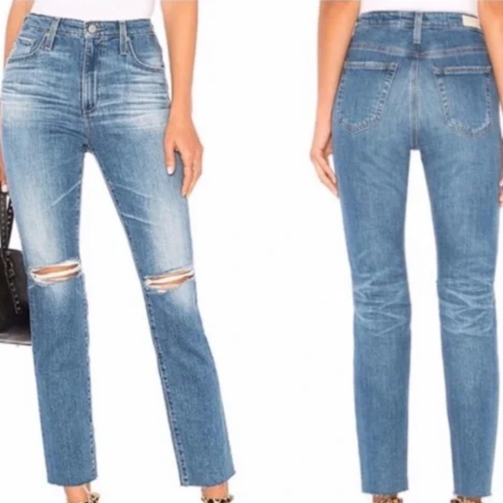 AG Adriano Goldschmied  The Isabelle High Rise Straight crop Jeans Size 32R